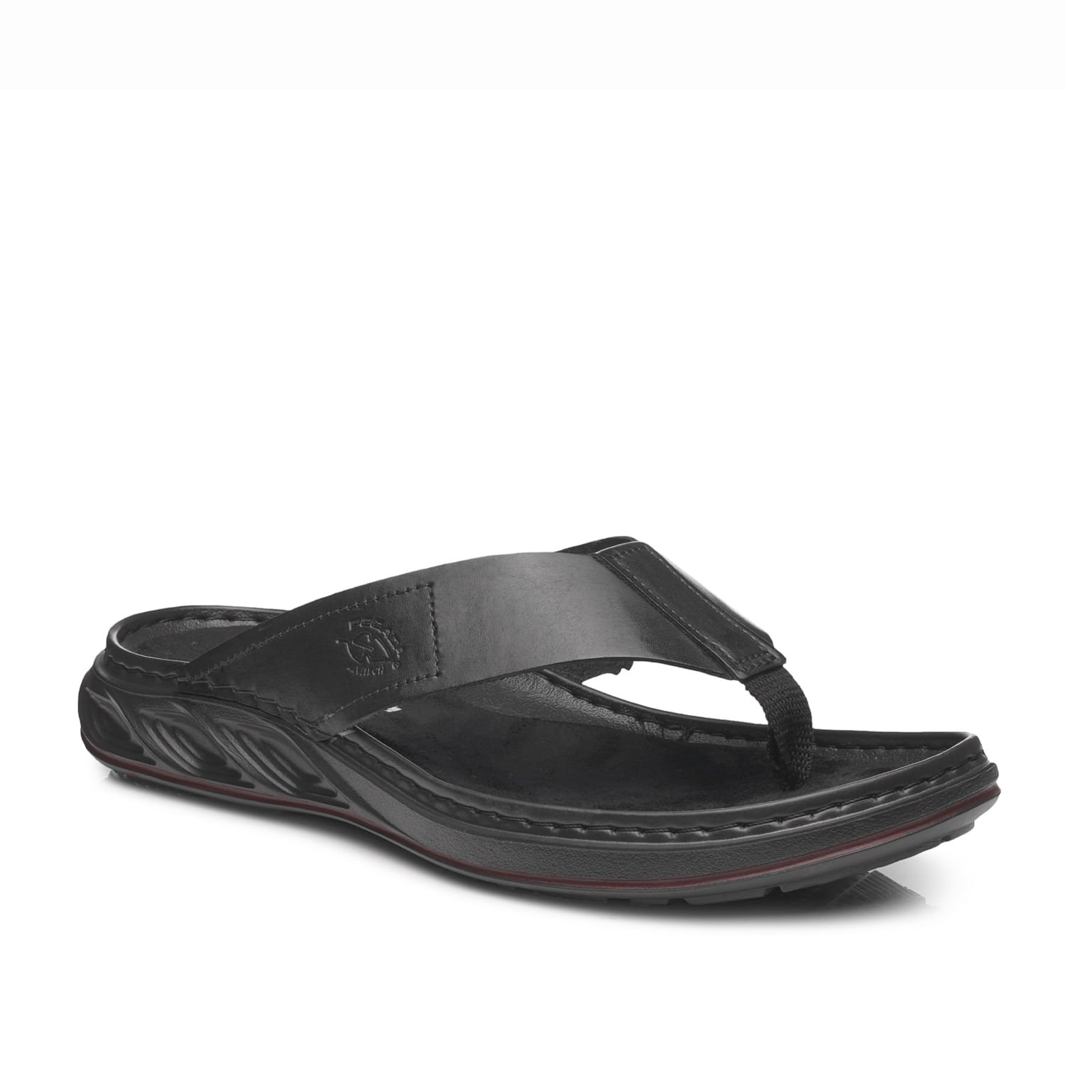 Chinelo Pegada Masculino em Couro Preto 134103-05 Preto 2