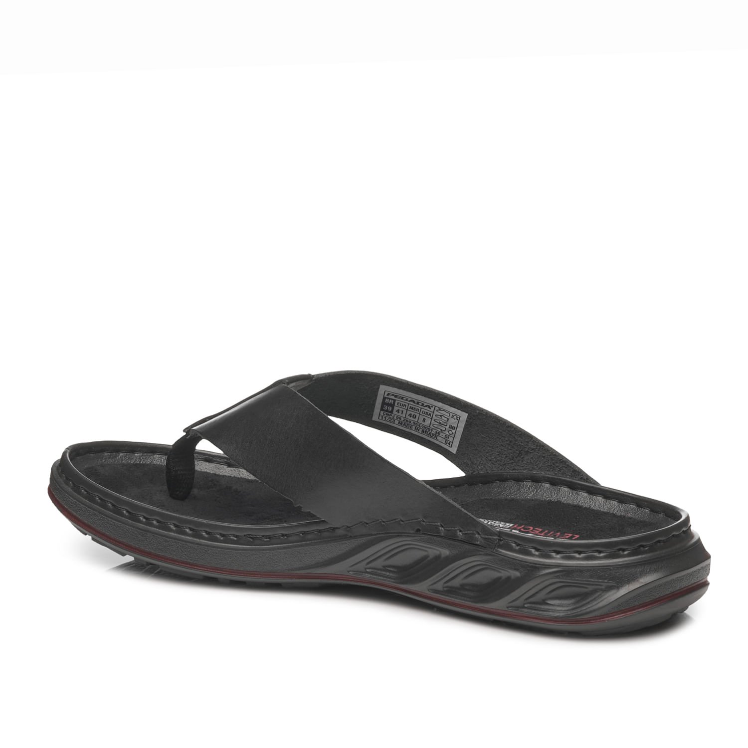 Chinelo Pegada Masculino em Couro Preto 134103-05 Preto 3