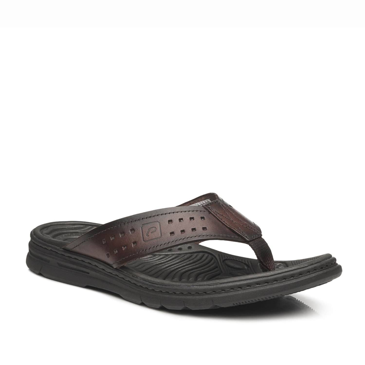 Chinelo Pegada Masculino em Couro Pinhão 134202-01 Marrom 2
