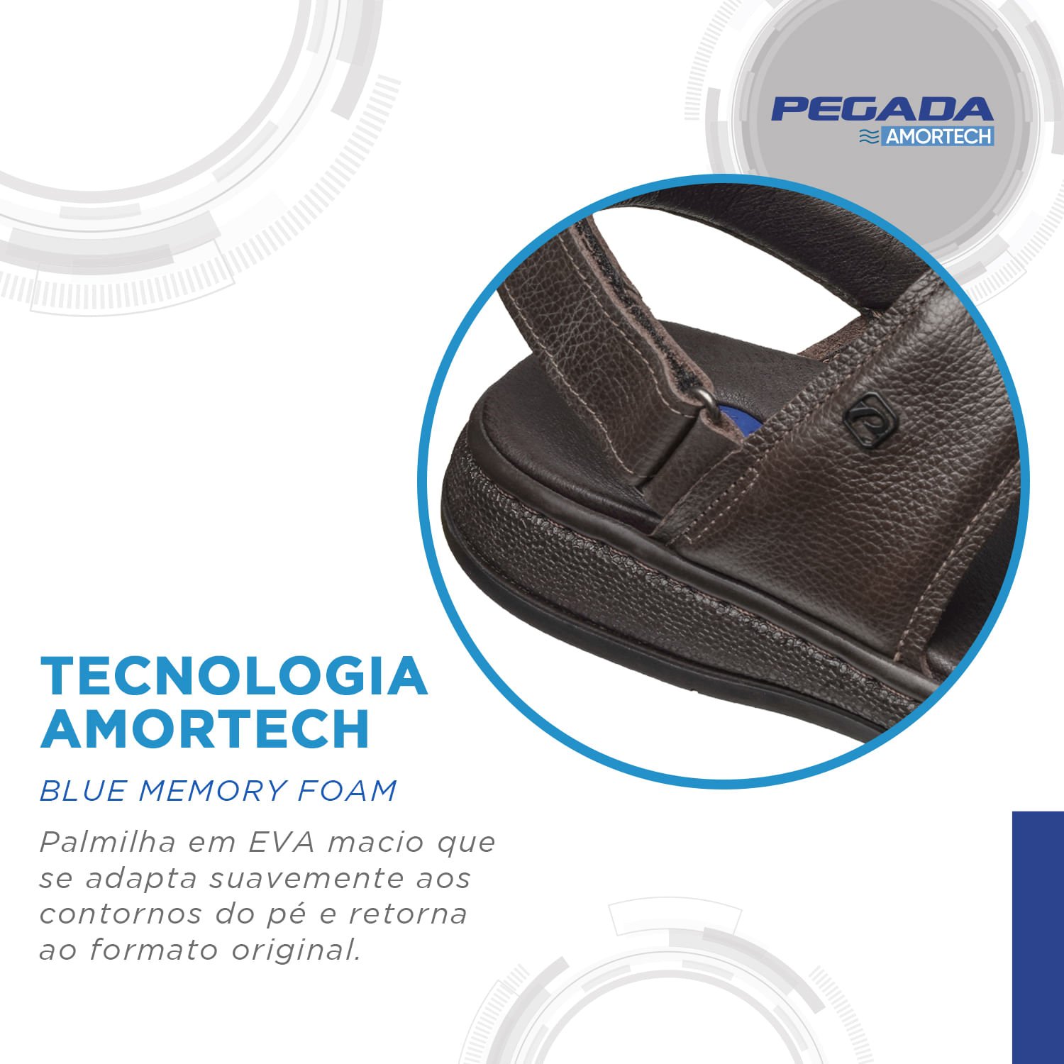Sandália Pegada Masculina em Couro Chocolate 134303-03 Marrom 4