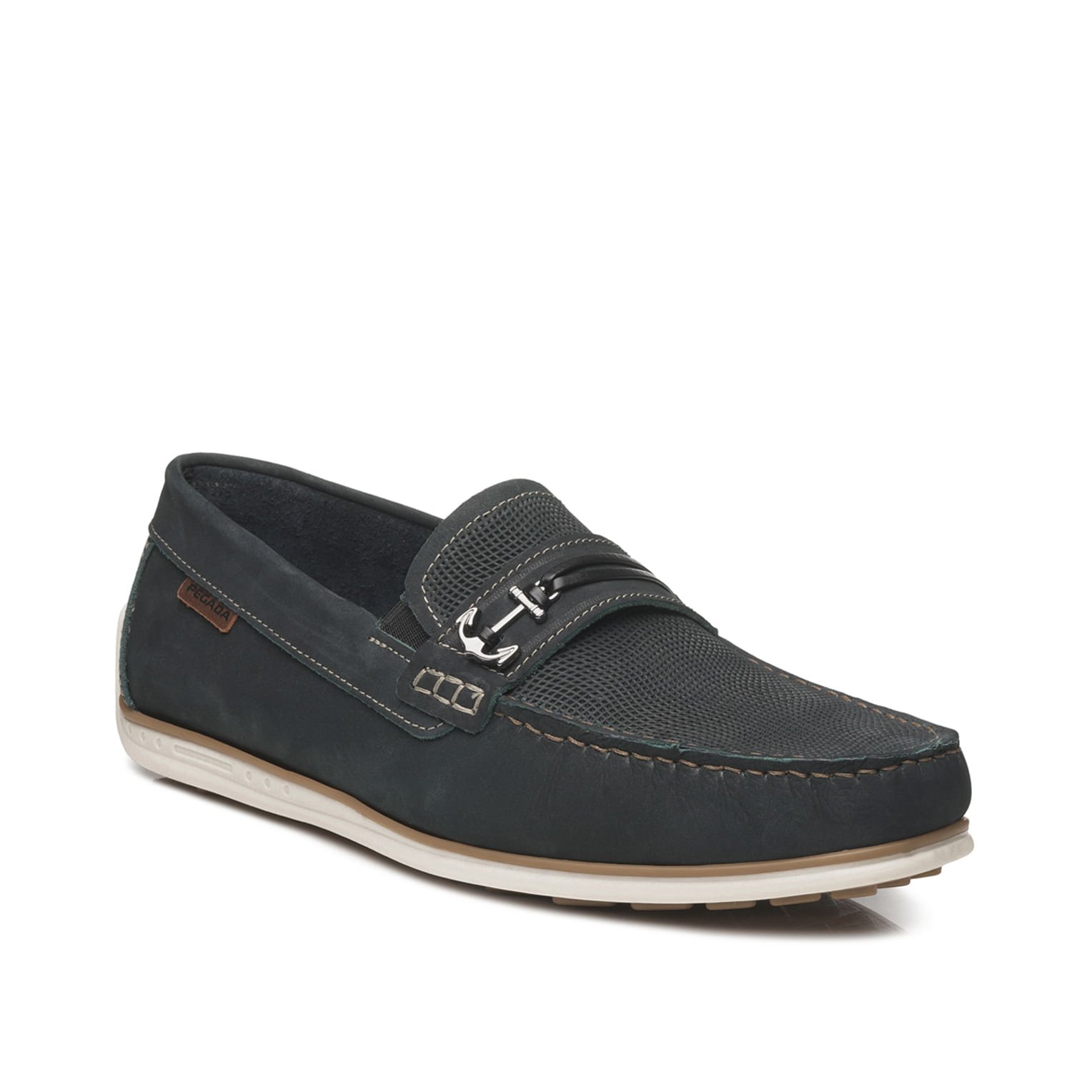 Mocassim Pegada Masculino em Couro Marinho 142007-05 Azul 3