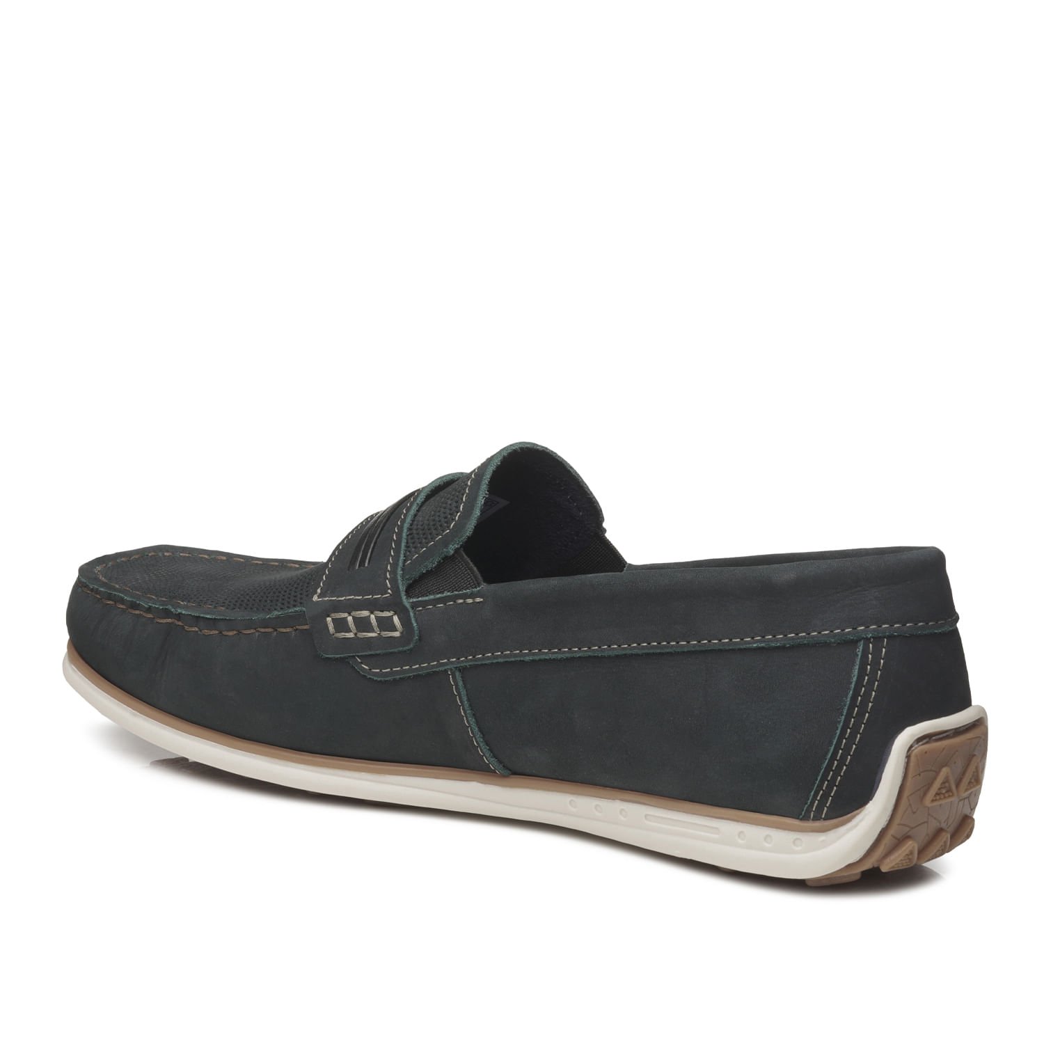 Mocassim Pegada Masculino em Couro Marinho 142007-05 Azul 4