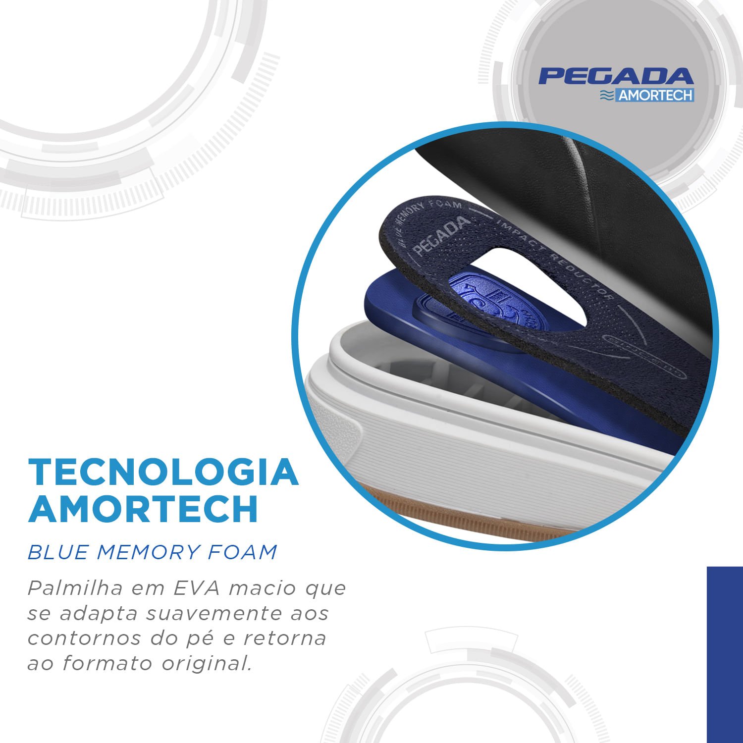 Tênis Casual Pegada Masculino em Couro Blue 111701-03 Azul 5