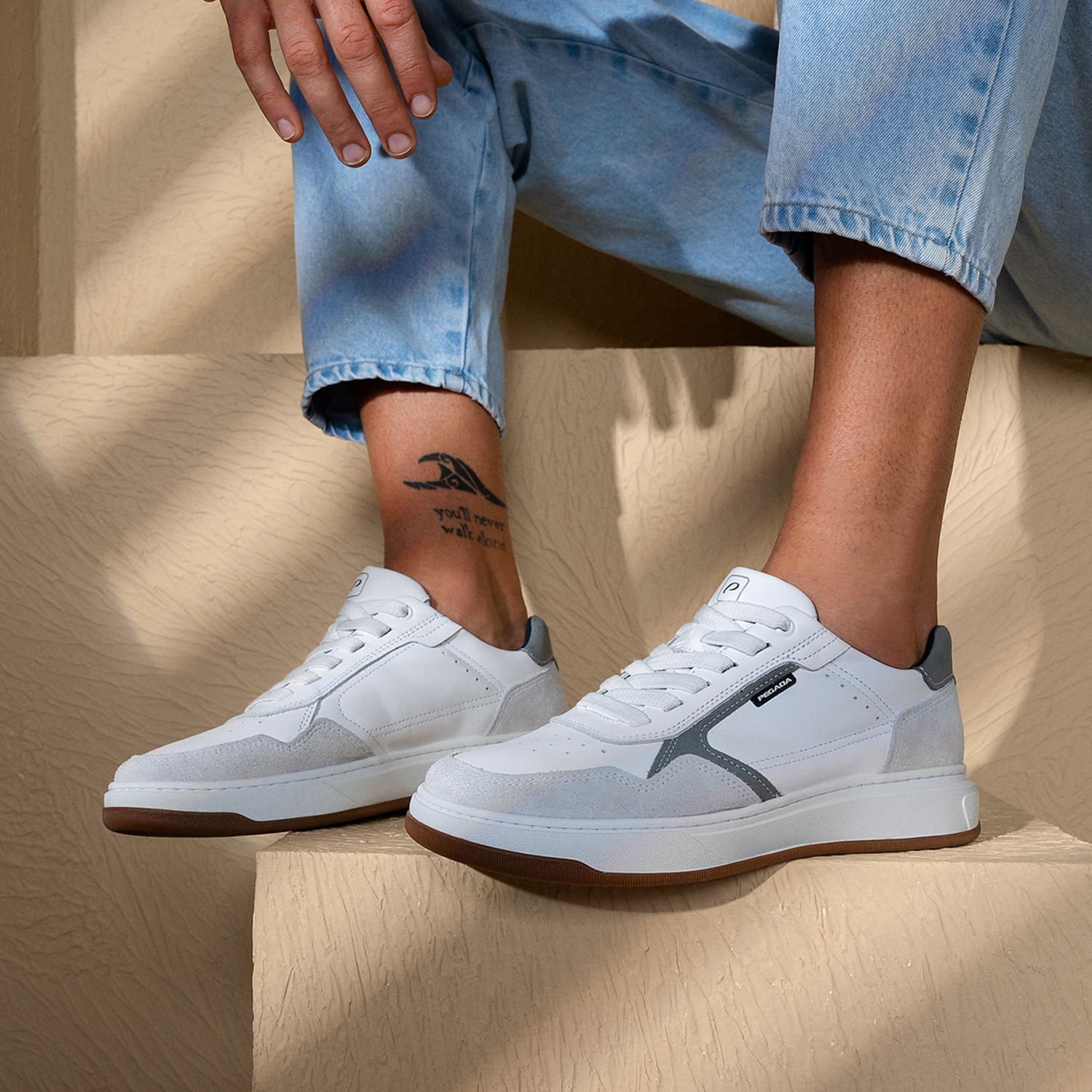 Tênis Casual Pegada Masculino em Couro Branco 111704-02 Branco 2