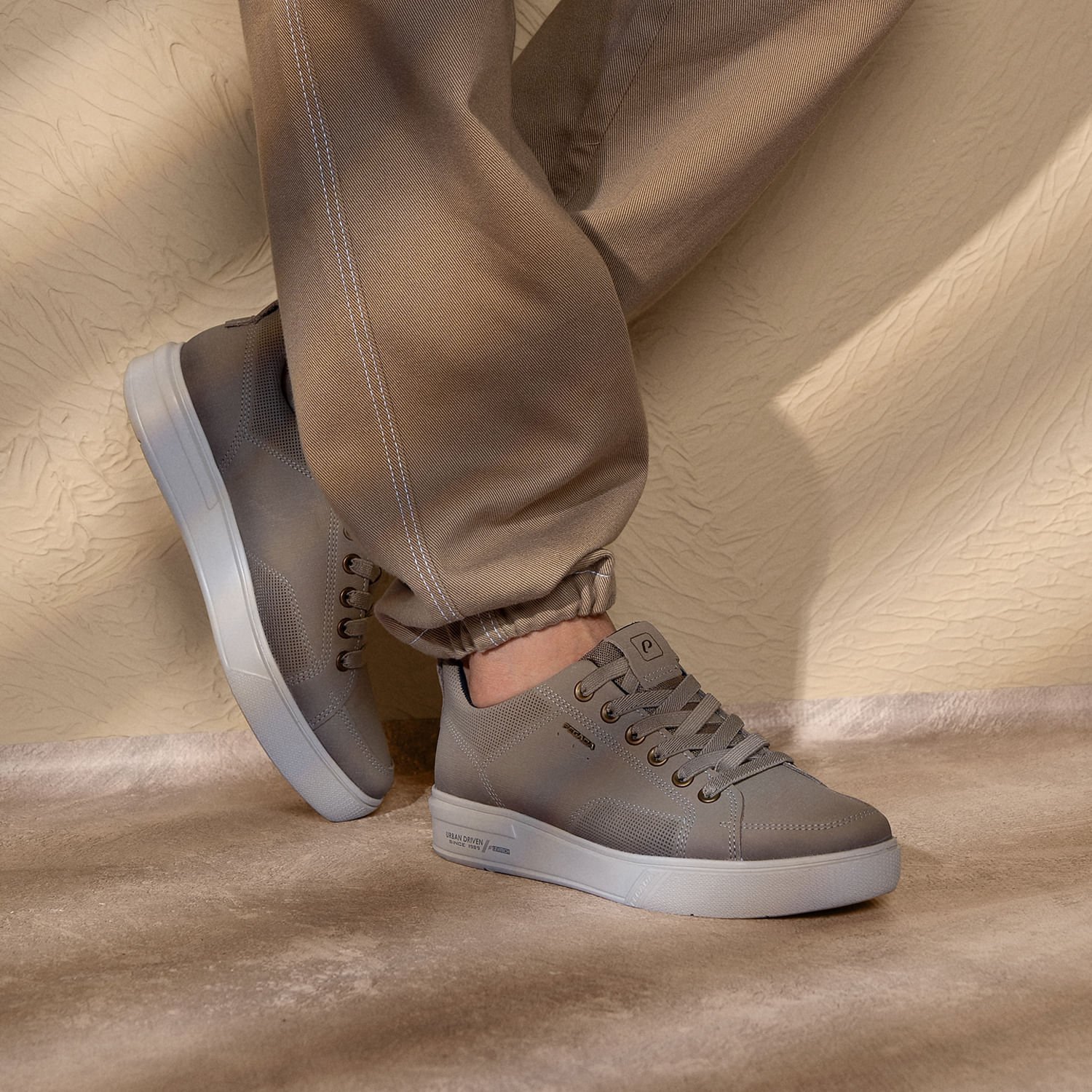 Tênis Casual Pegada Masculino em Couro Areia 111902-08 Bege 2