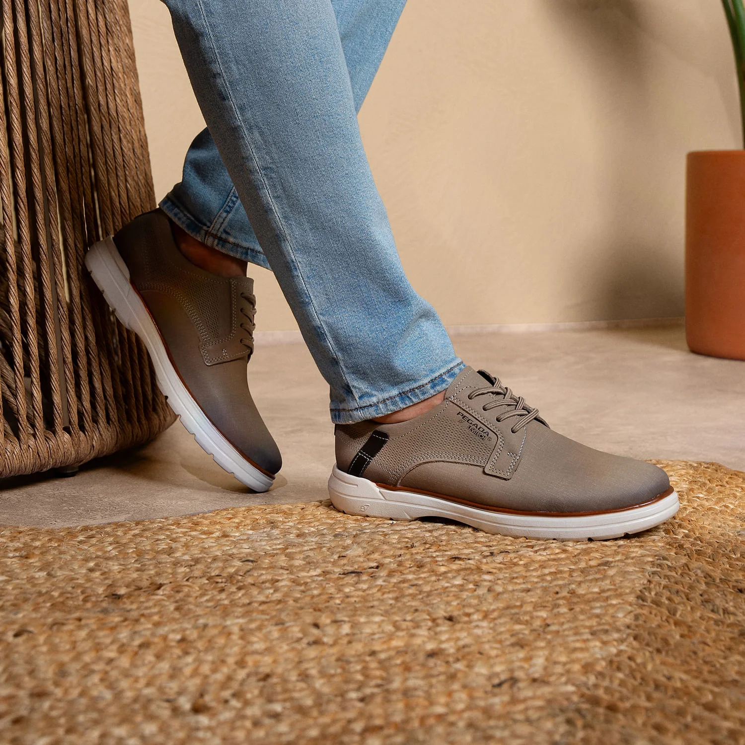 Sapato Casual Pegada Masculino em Couro Areia 126603-06 Bege 2