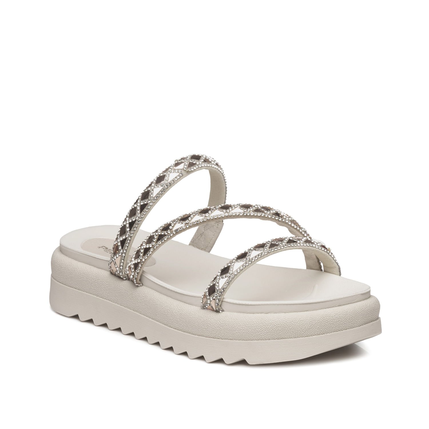 Chinelo Papete Pegada Feminina Branco com Tira Strass 234453-01 Branco 3