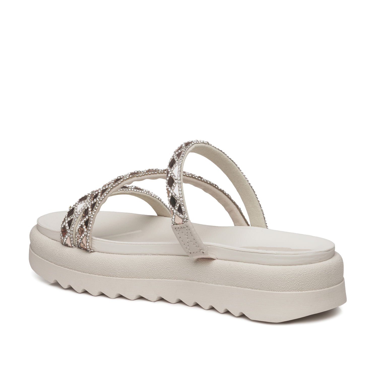 Chinelo Papete Pegada Feminina Branco com Tira Strass 234453-01 Branco 4