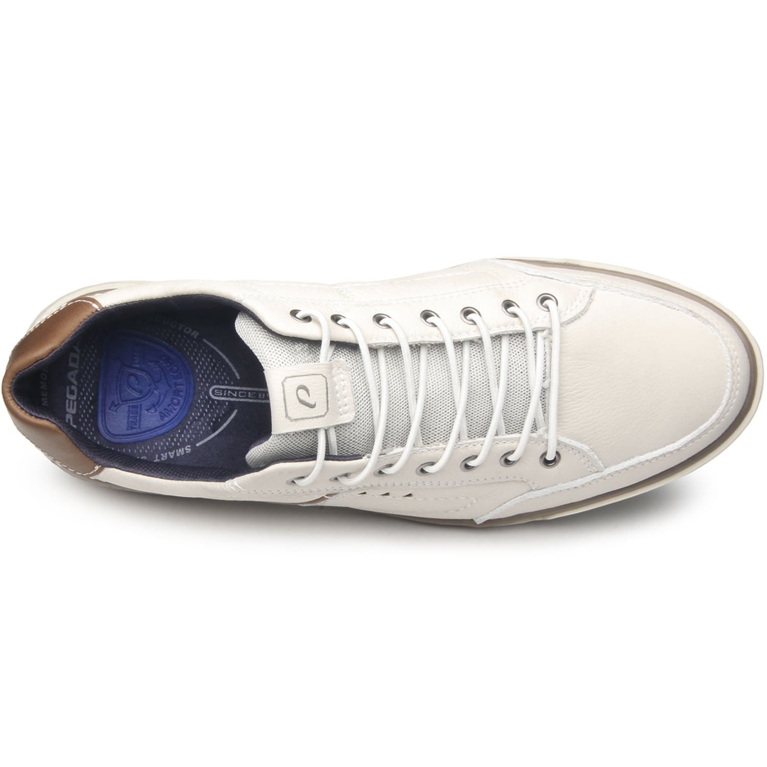 Sapatênis Pegada Masculino em Couro Milk 111102-04 Branco 6
