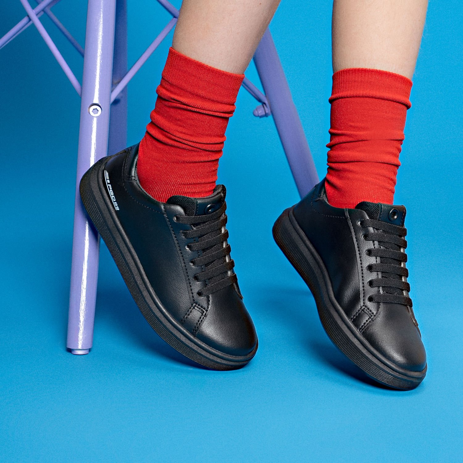 Tênis Casual Pegada Infantil em Microfibra Preto 372105-03 Preto 2