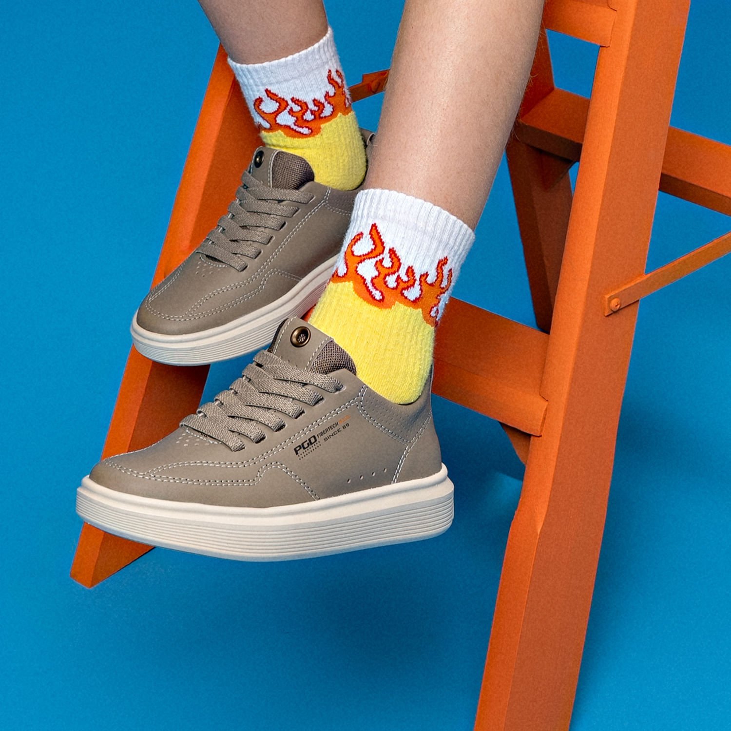 Tênis Casual Pegada Infantil em Microfibra Areia 372101-05 Bege 2