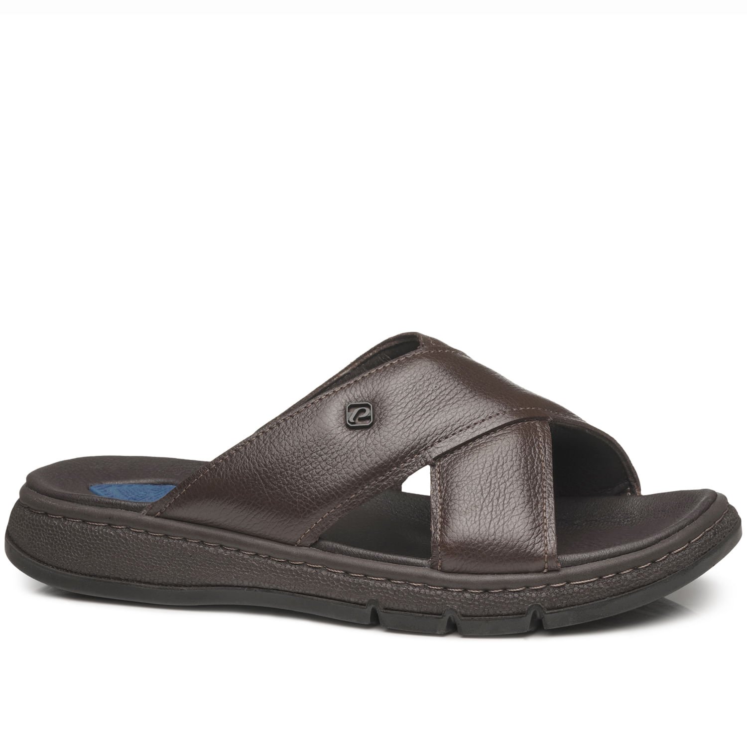 Chinelo Pegada Masculino em Couro Chocolate 134306-04