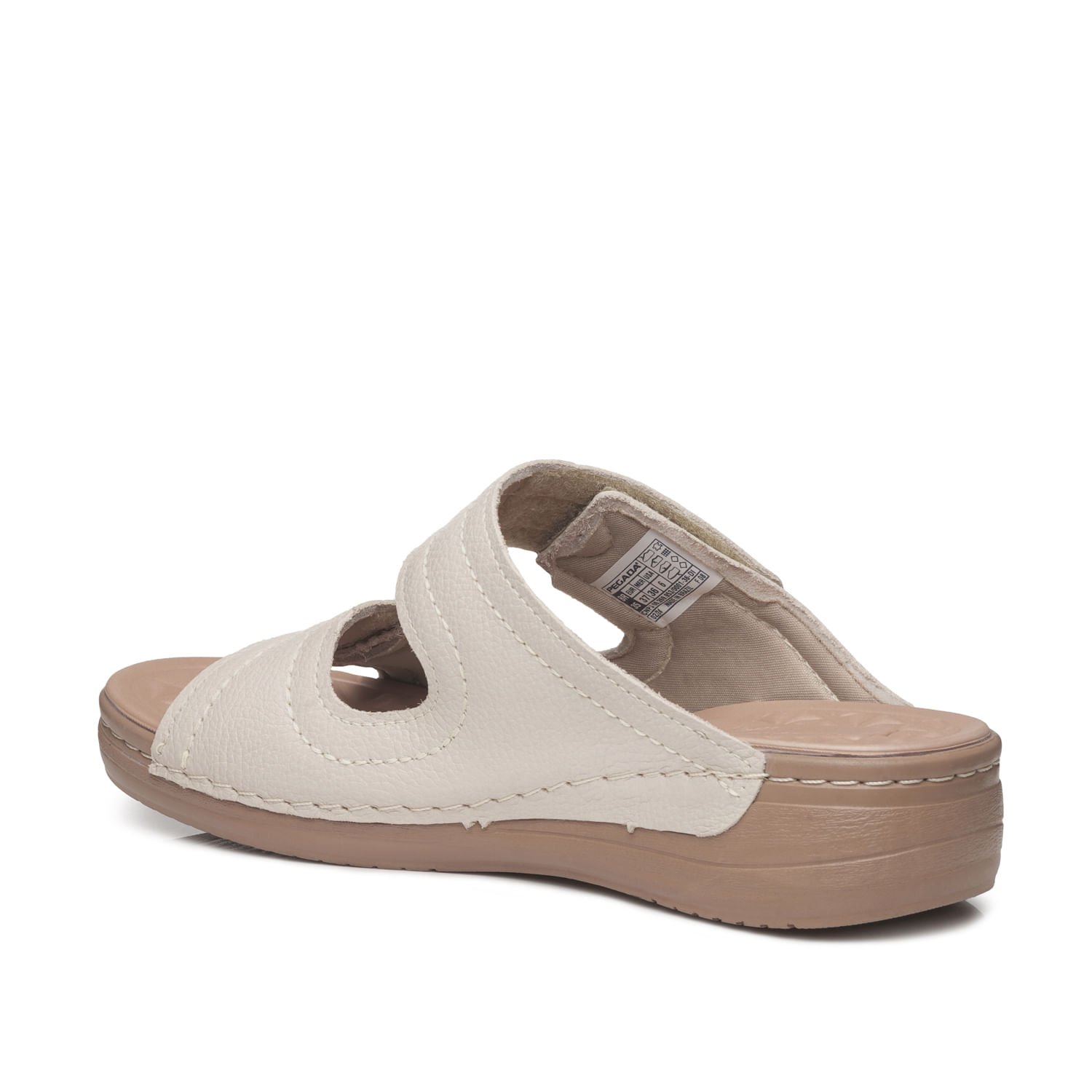 Chinelo Pegada Feminino em Couro Off White 233813-01 Bege 3