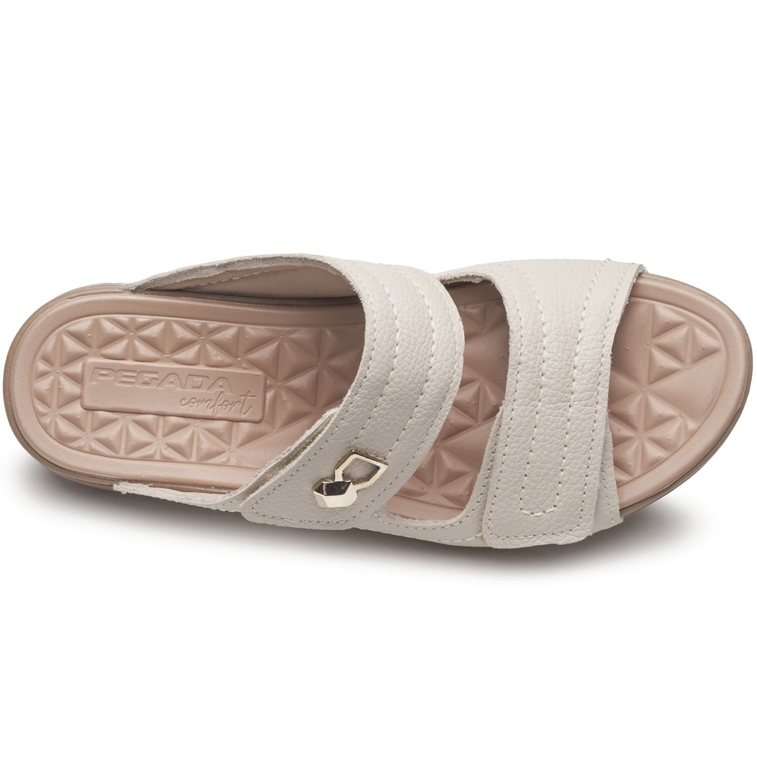 Chinelo Pegada Feminino em Couro Off White 233813-01 Bege 5