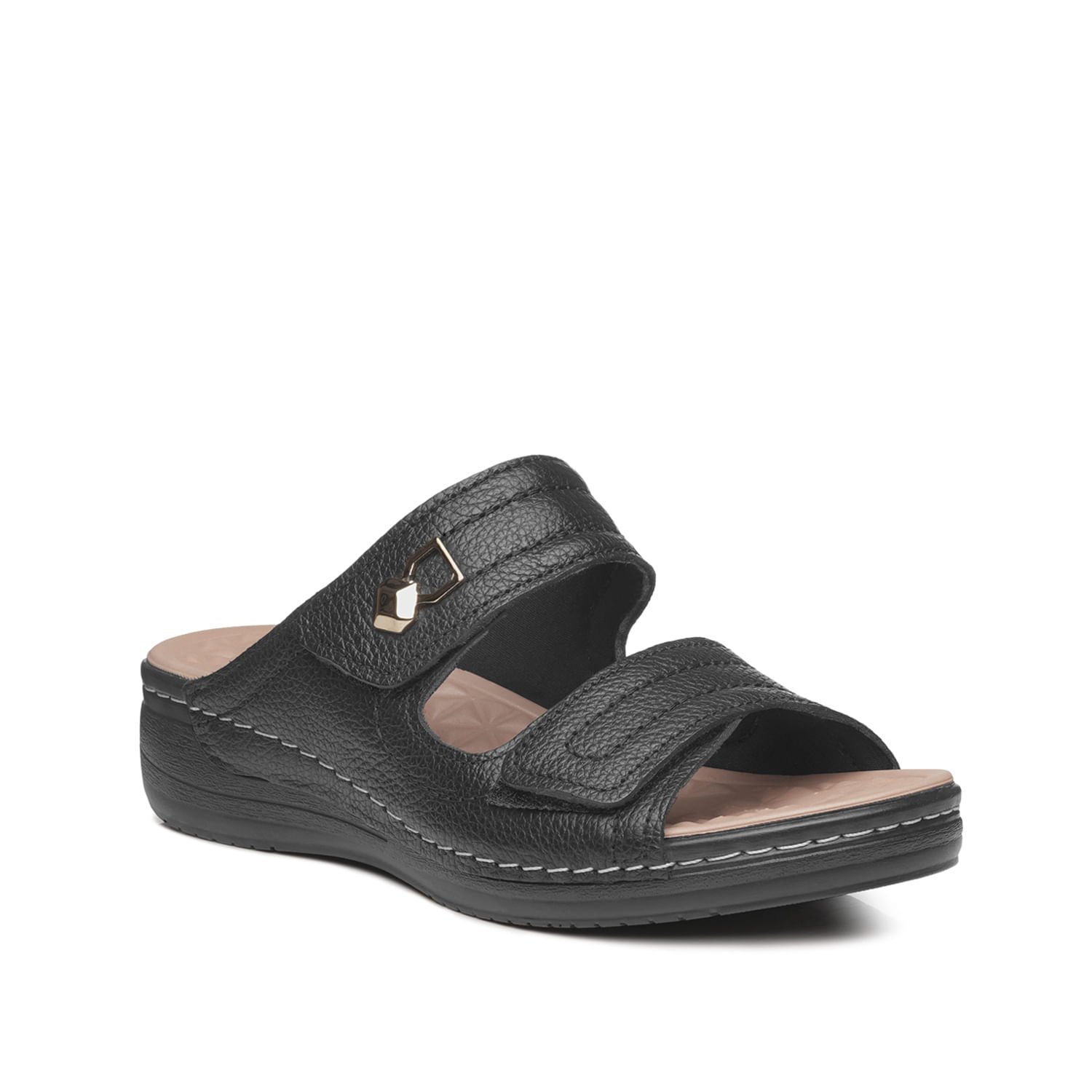 Chinelo Pegada Feminino em Couro Preto 233813-04 Preto 2