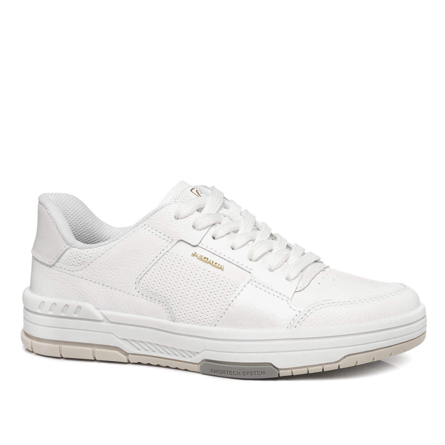 Tênis Pegada Feminino em Couro Branco 212602-01