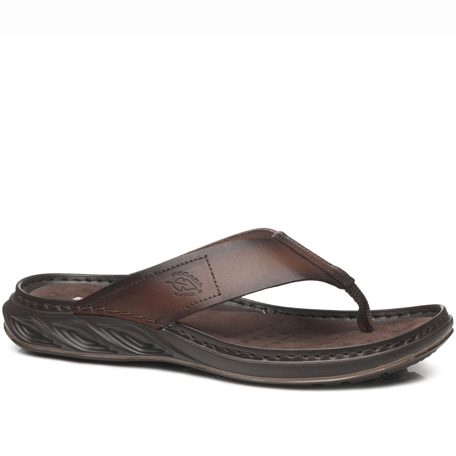 Chinelo Pegada Masculino em Couro Pinhão 134103-02