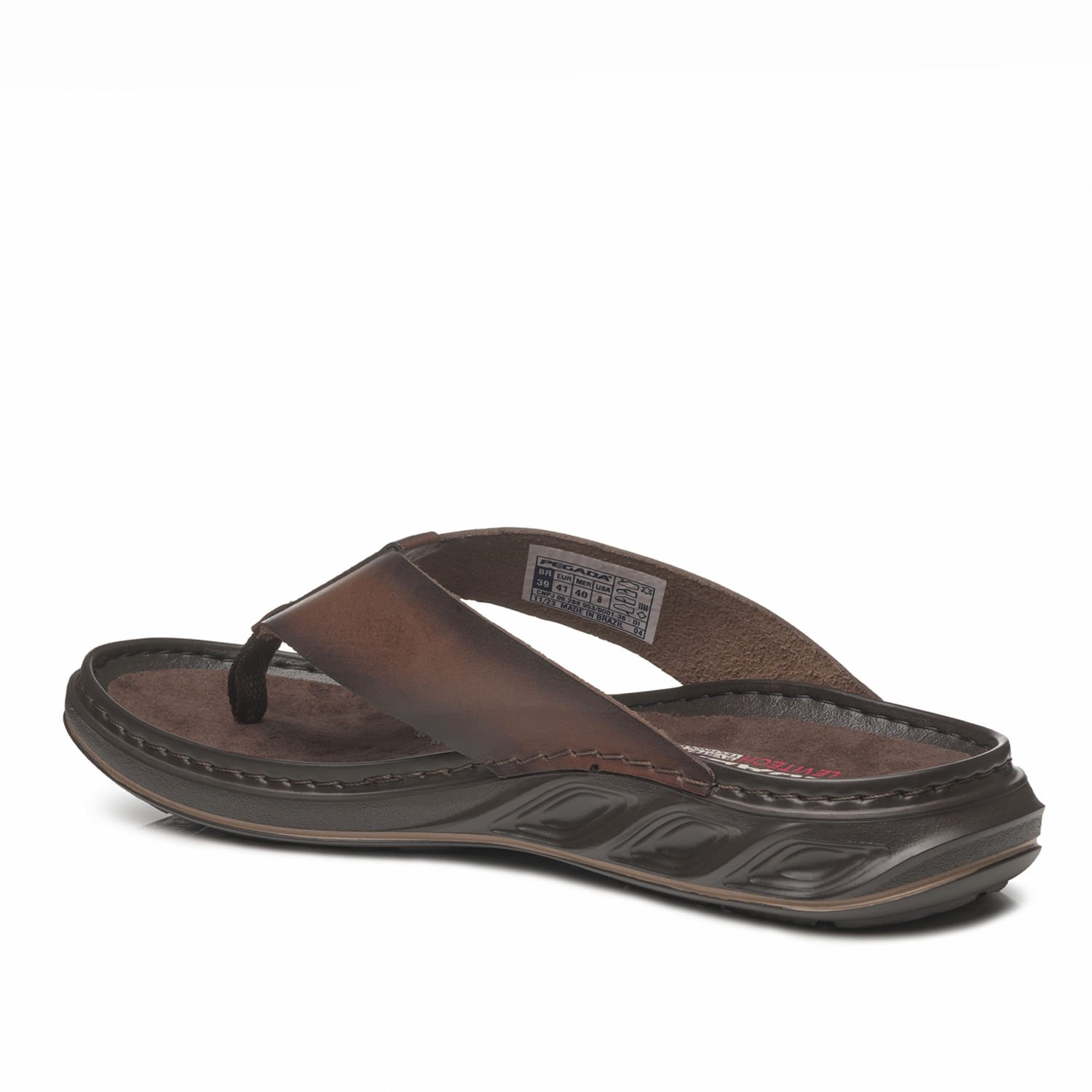 Chinelo Pegada Masculino em Couro Pinhão 134103-02 Pinhão 4