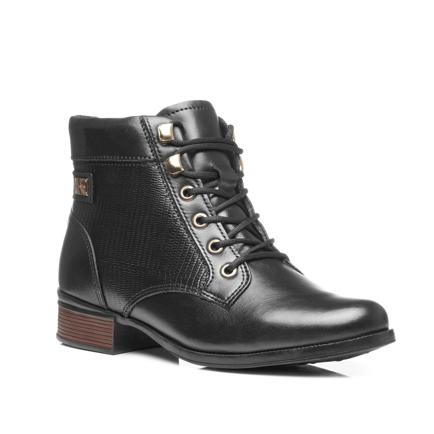 Coturno Pegada Feminino em Couro Preto 282013-04 Preto 3