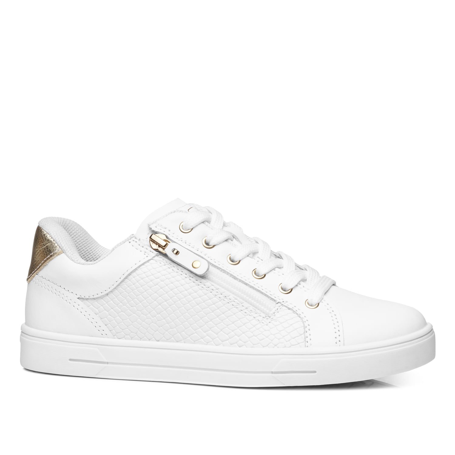 Tênis Pegada Feminino em Couro Branco 211158-01