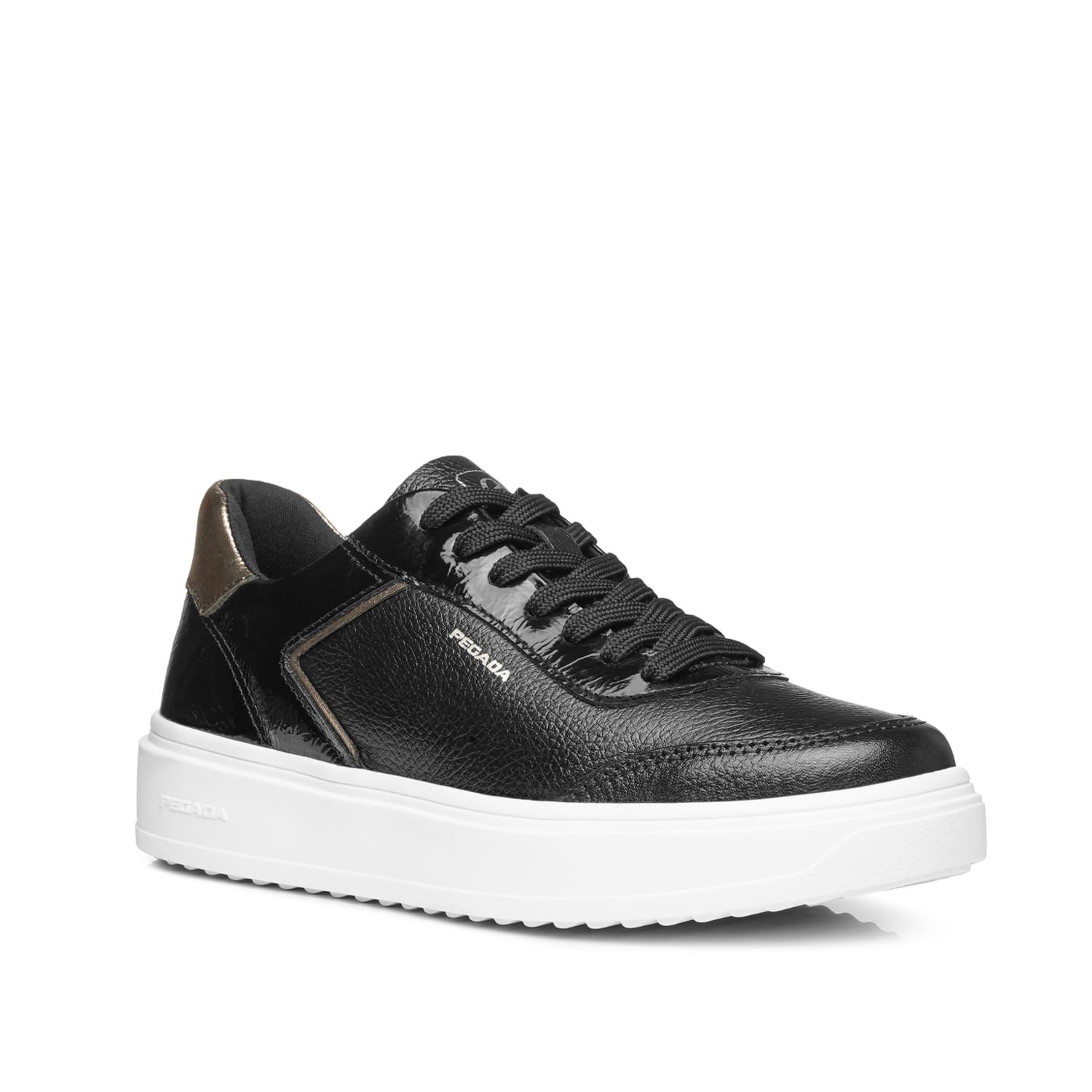 Tênis Pegada Feminino em Couro Preto 211311-02 Preto 3