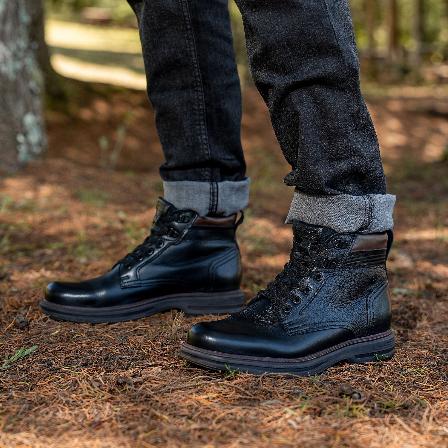 Coturno Pegada Masculino em Couro Preto 181802-03 Preto 2