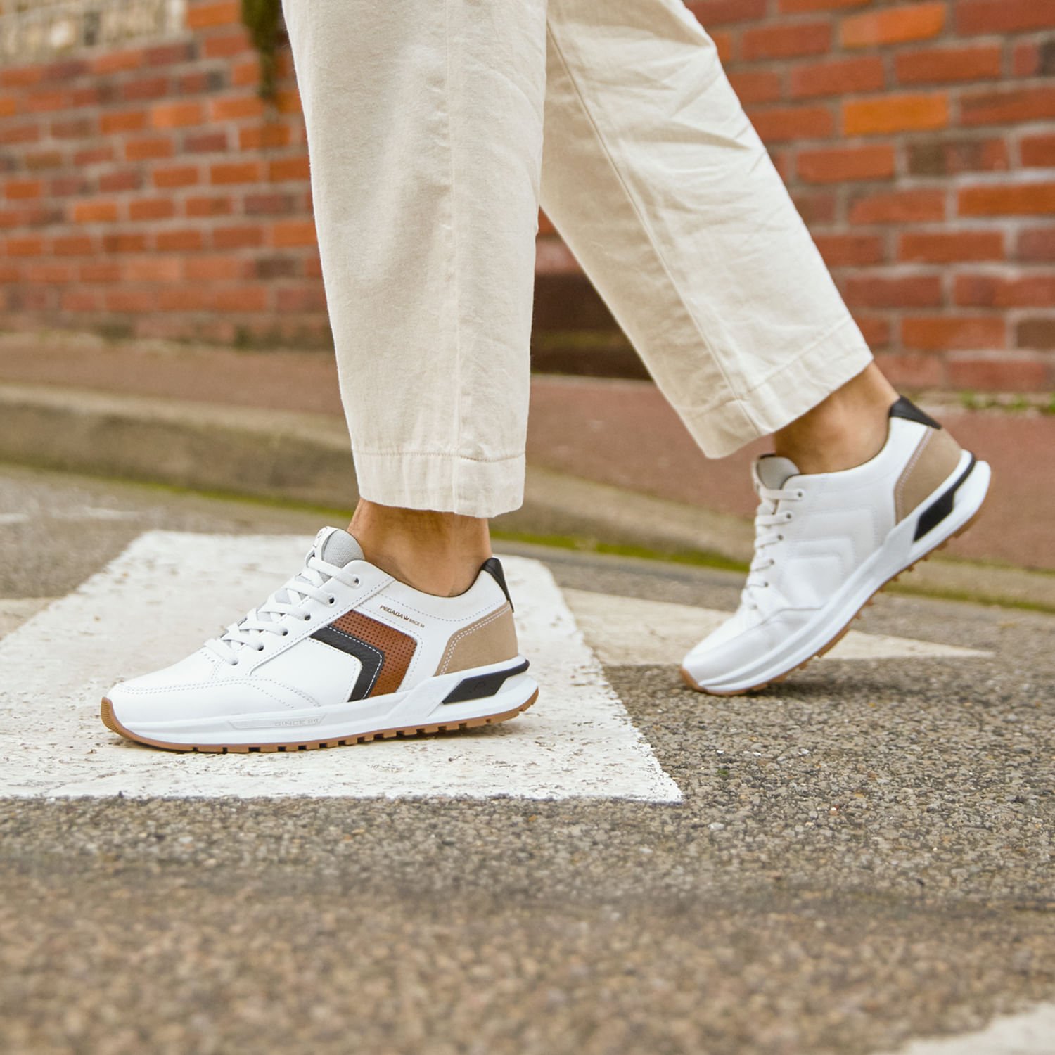 Sapatênis Pegada Masculino em Couro Branco 112101-01 Branco 2