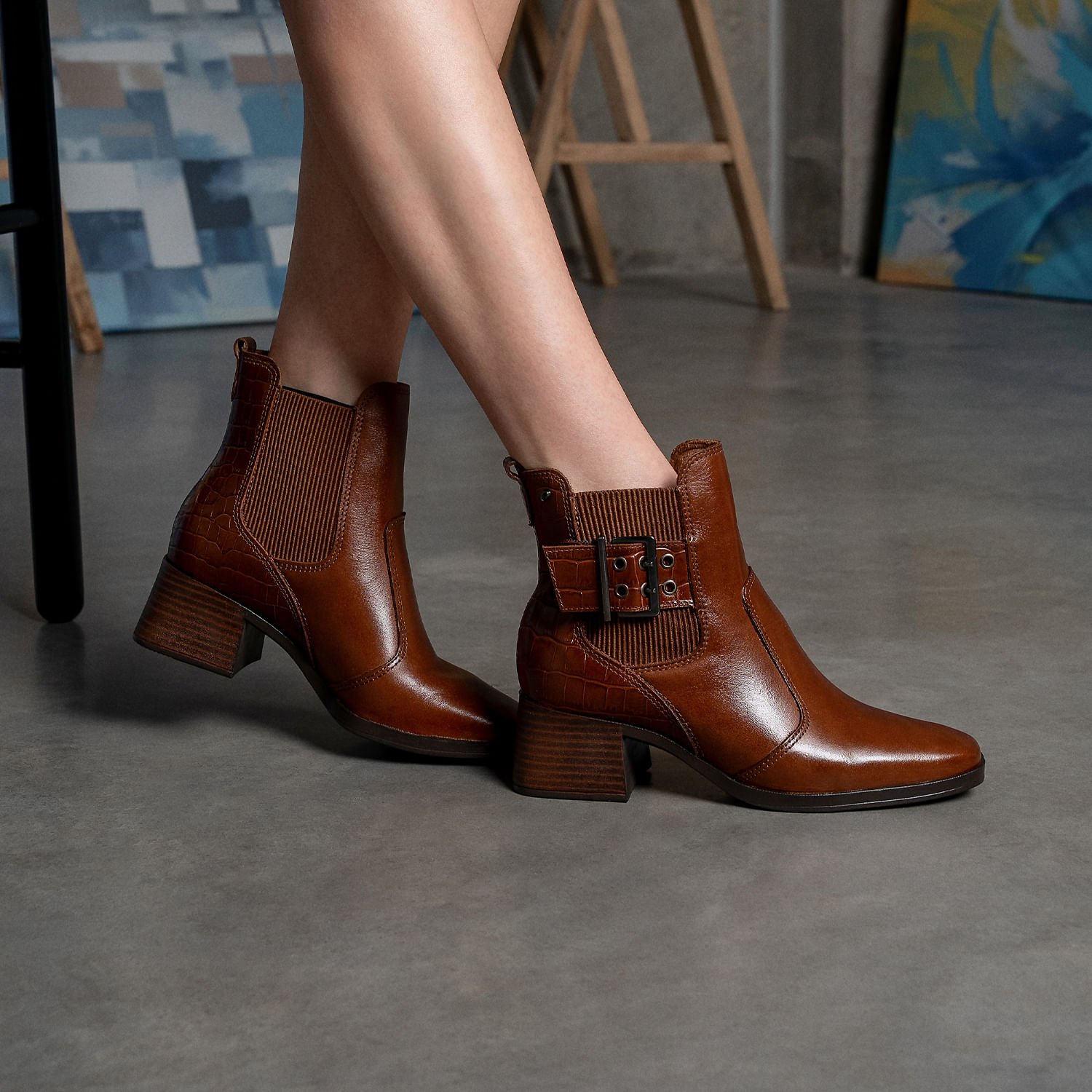 Bota Pegada Feminina em Couro Pinhão 282351-04 Pinhão 2