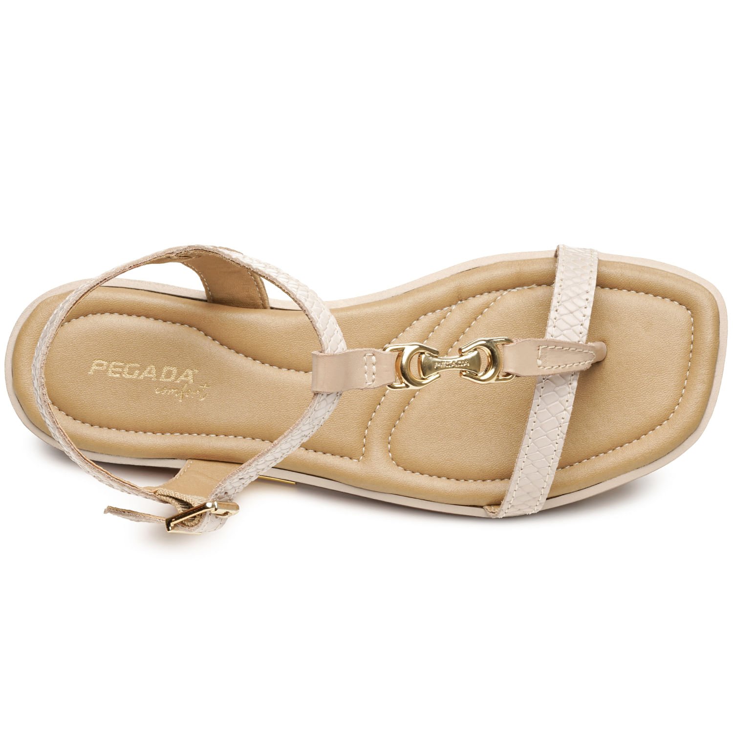 Sandália Pegada Feminina em Couro Creme 233553-02 Creme 5