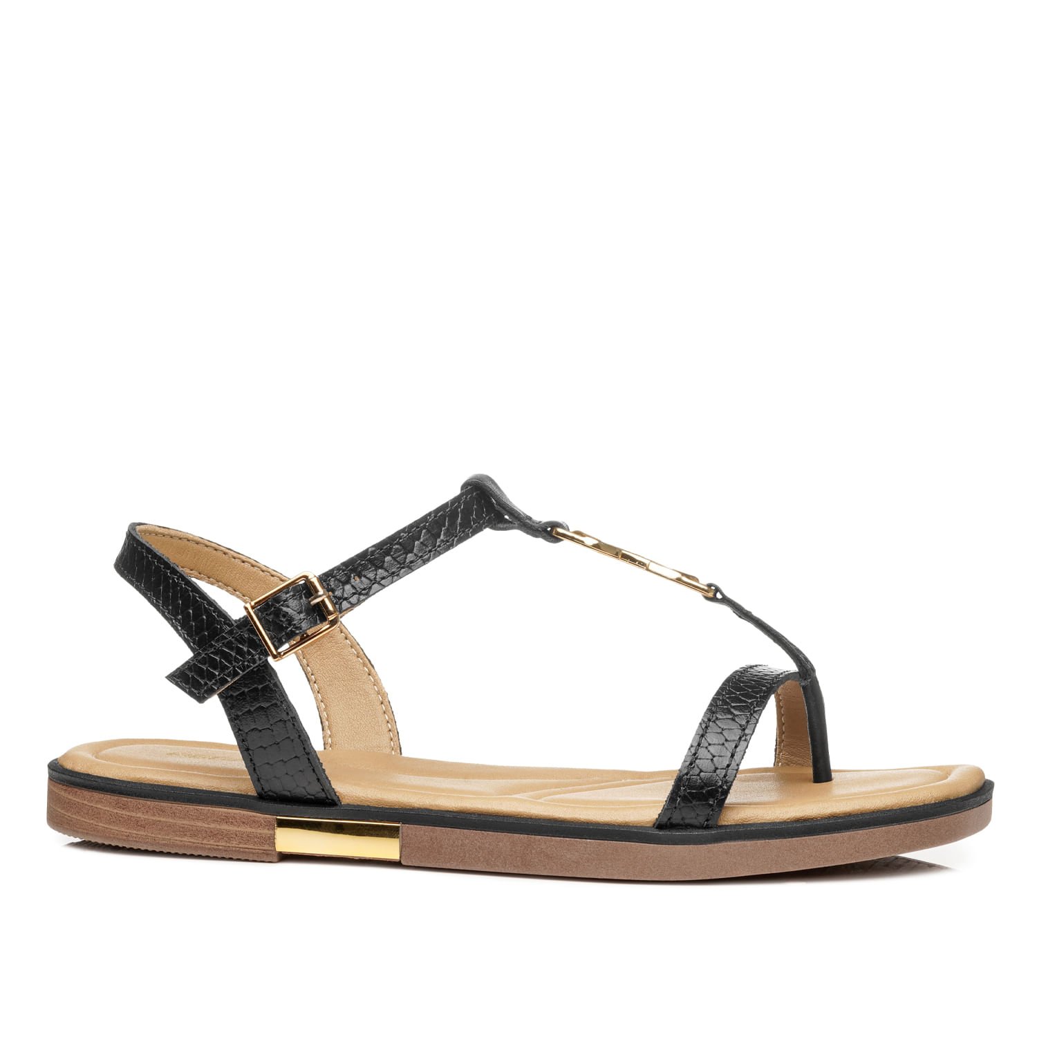 Sandália Pegada Feminina em Couro Preto 233553-04