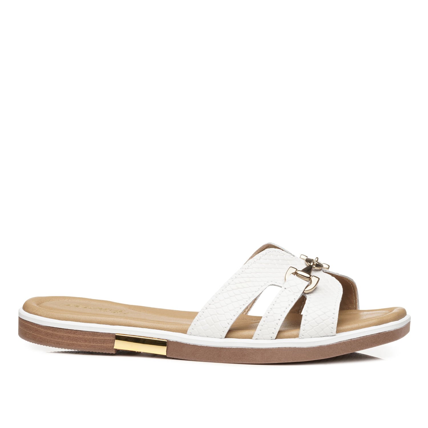 Chinelo Pegada Feminino em Couro Branco 233555-03