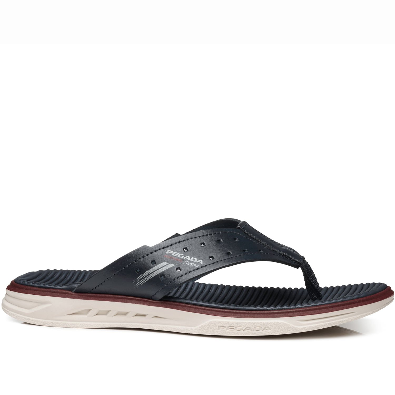 Chinelo Pegada Masculino em Couro Marinho 134652-04