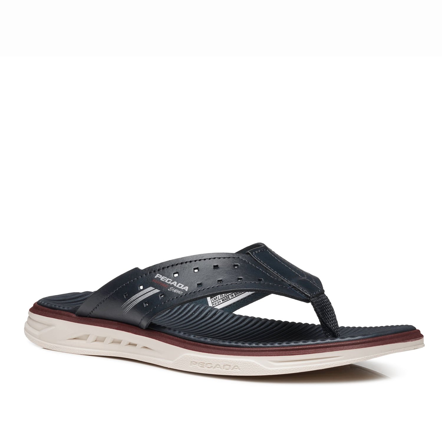 Chinelo Pegada Masculino em Couro Marinho 134652-04 Marinho 2