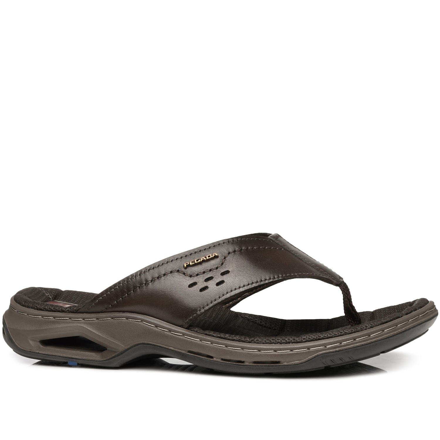 Chinelo Pegada Masculino em Couro Cravo 133235-02