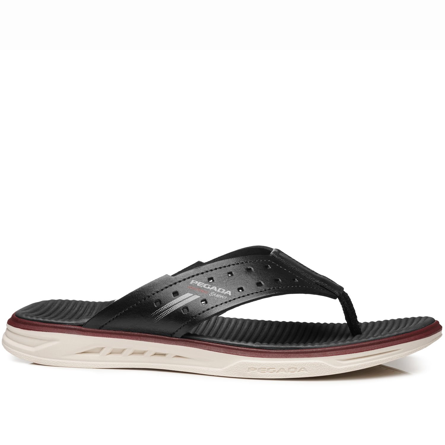 Chinelo Pegada Masculino em Couro Preto 134652-06