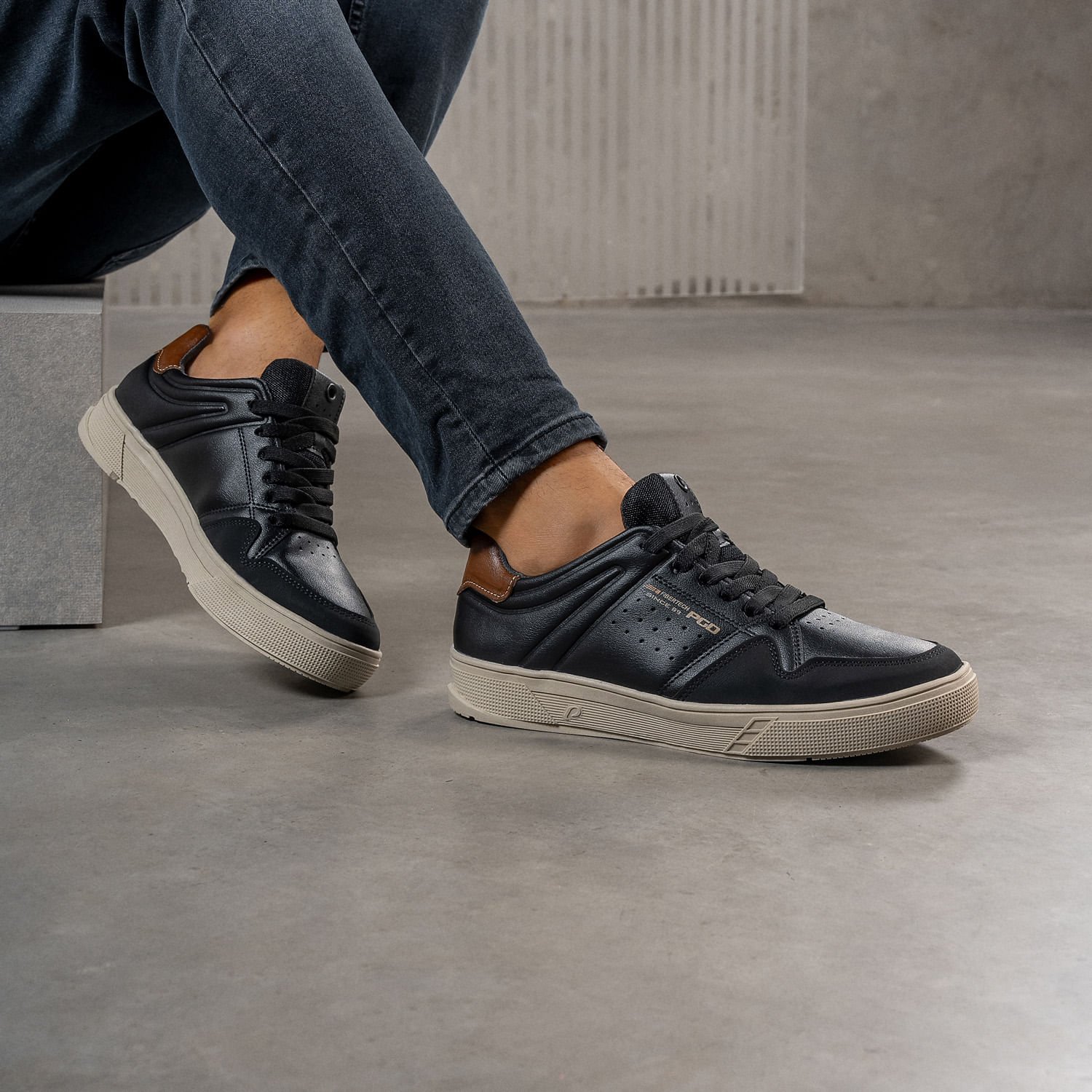 Sapatênis Pegada Masculino em Microfibra Preto 172502-03 Preto 2