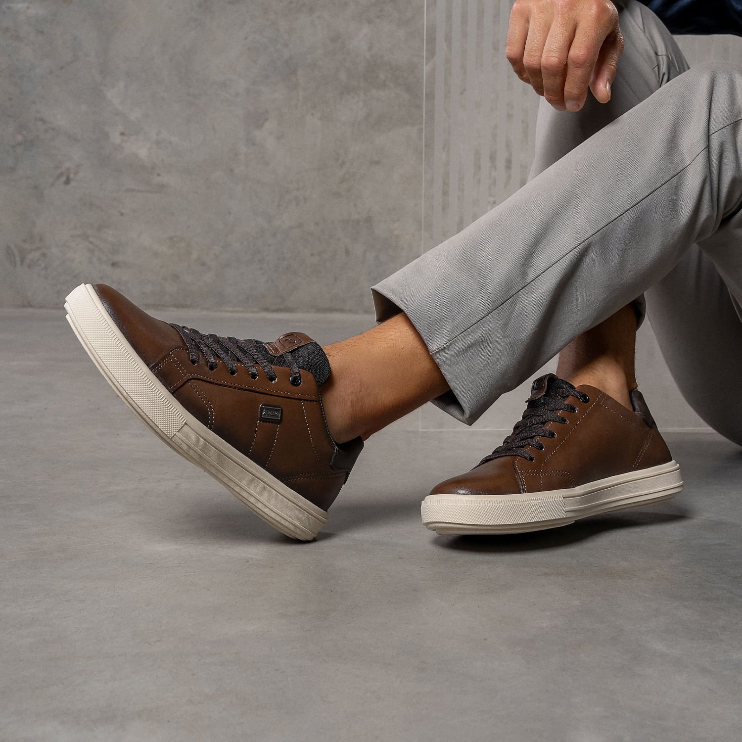 Tênis Casual Pegada Masculino em Couro Tabaco 111506-05 Tabaco 2