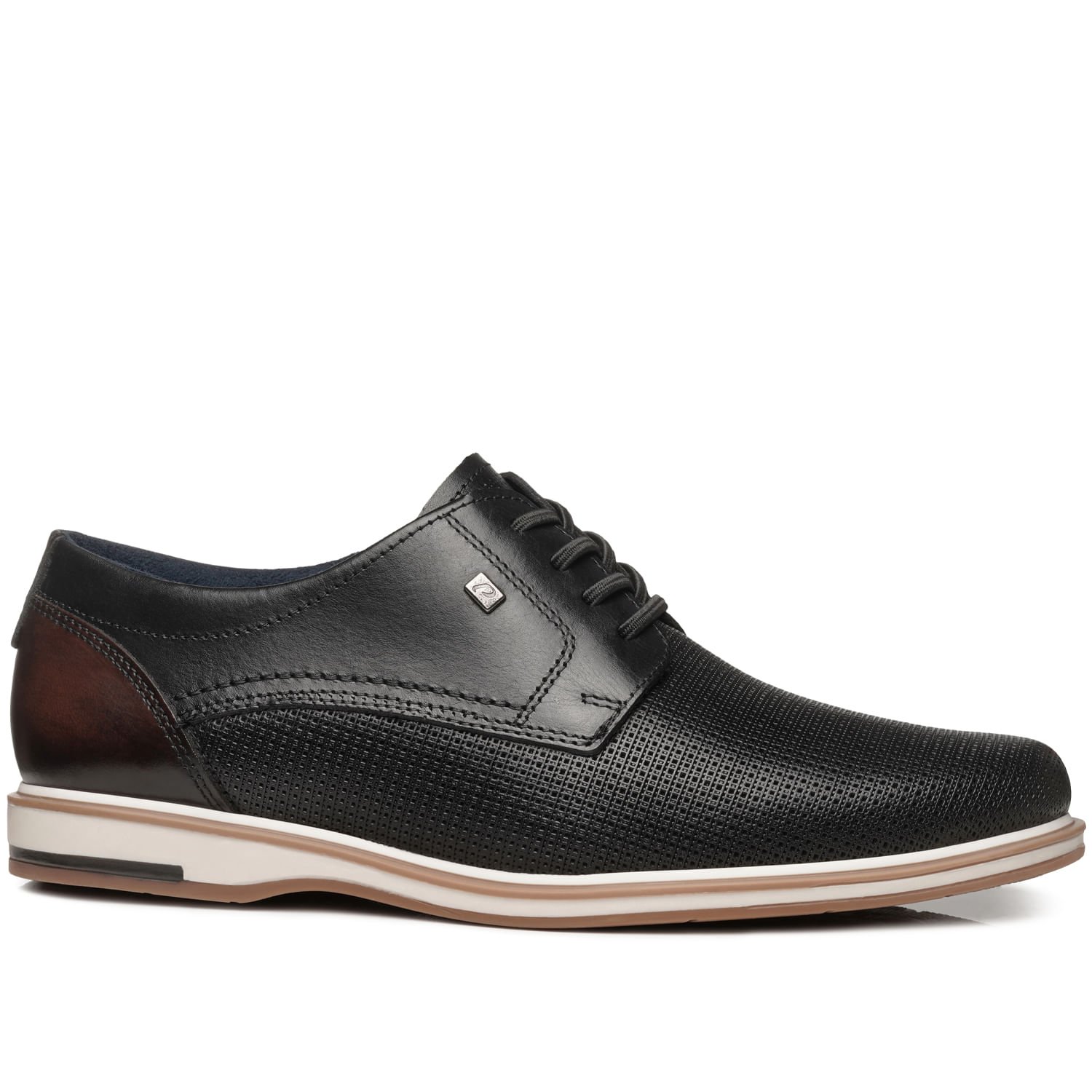 Sapato Casual Pegada Masculino em Couro Preto 125113-01