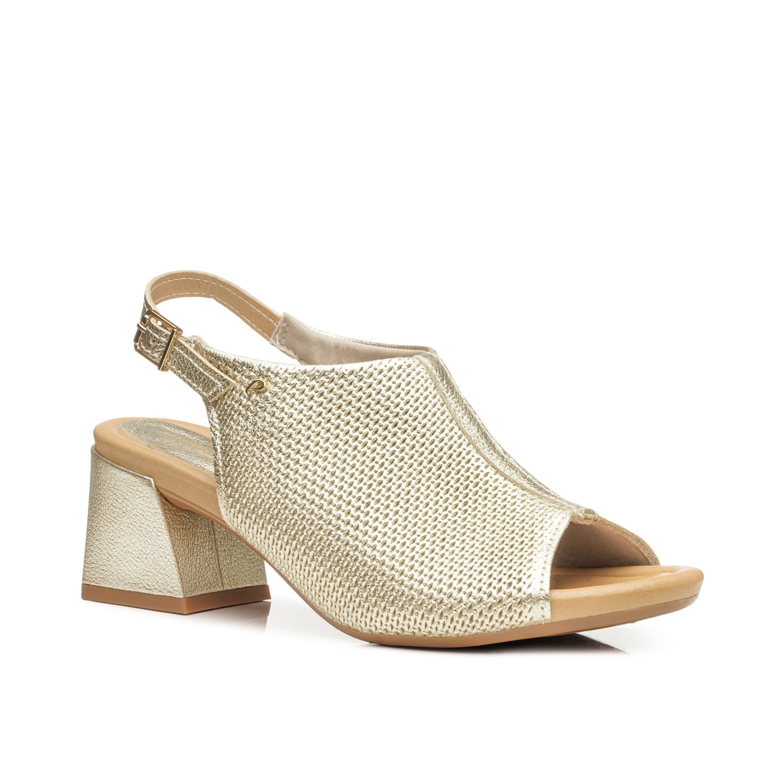 Sandália Pegada Feminina em Couro Ouro 234305-05 Ouro 2