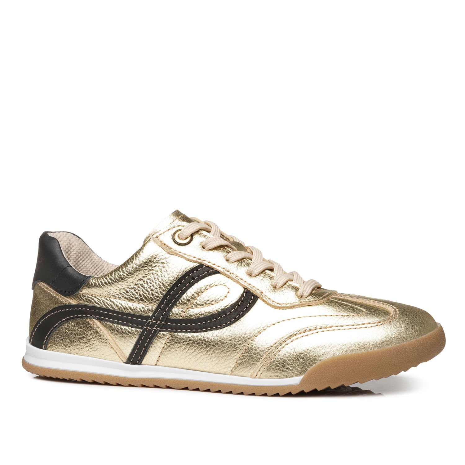 Tênis Pegada Feminino em Couro Ouro 212804-08