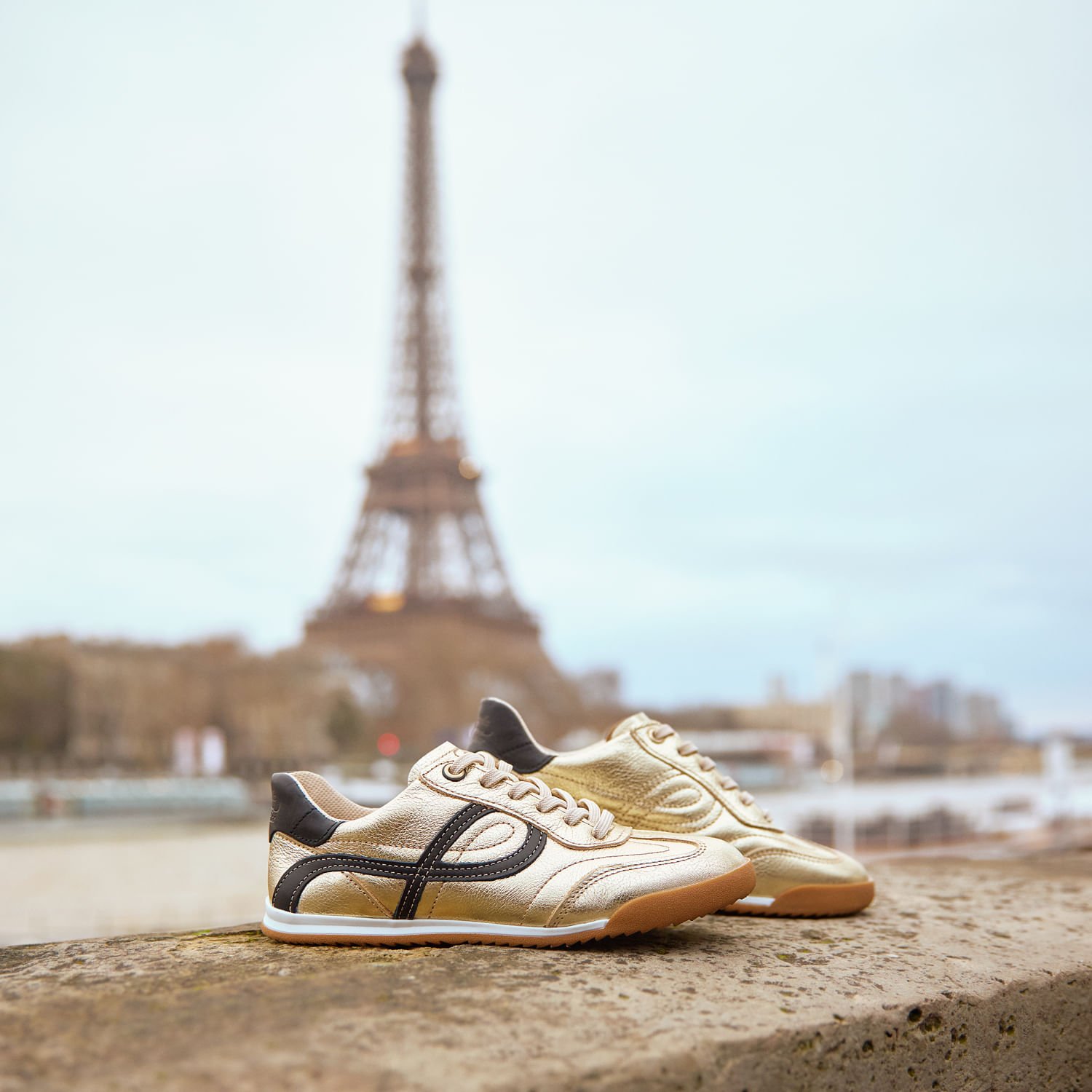 Tênis Pegada Feminino em Couro Ouro 212804-08 Dourado 2