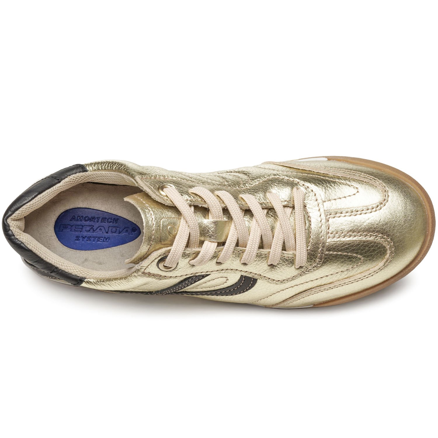 Tênis Pegada Feminino em Couro Ouro 212804-08 Dourado 7