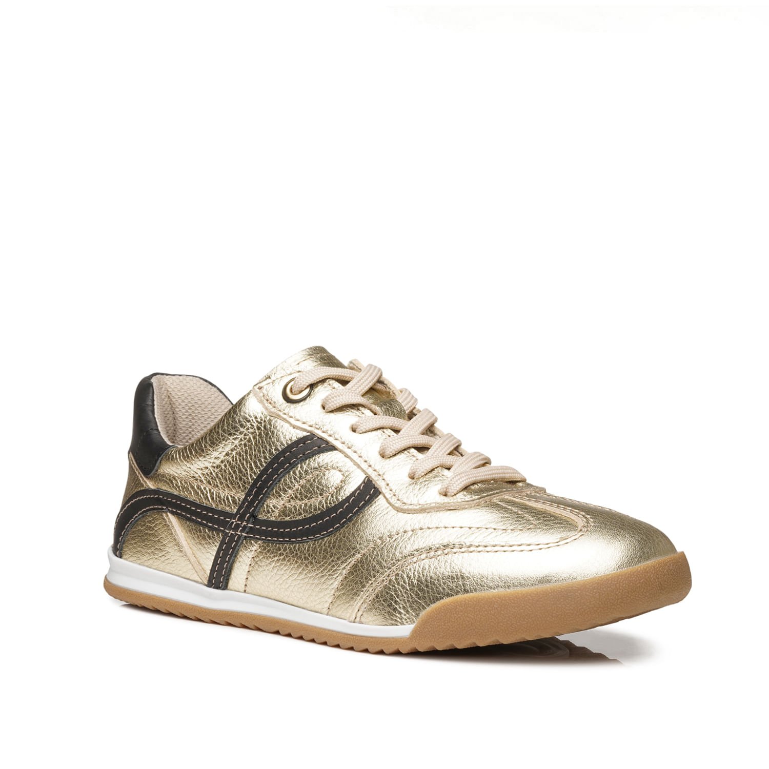 Tênis Pegada Feminino em Couro Ouro 212804-08 Dourado 7