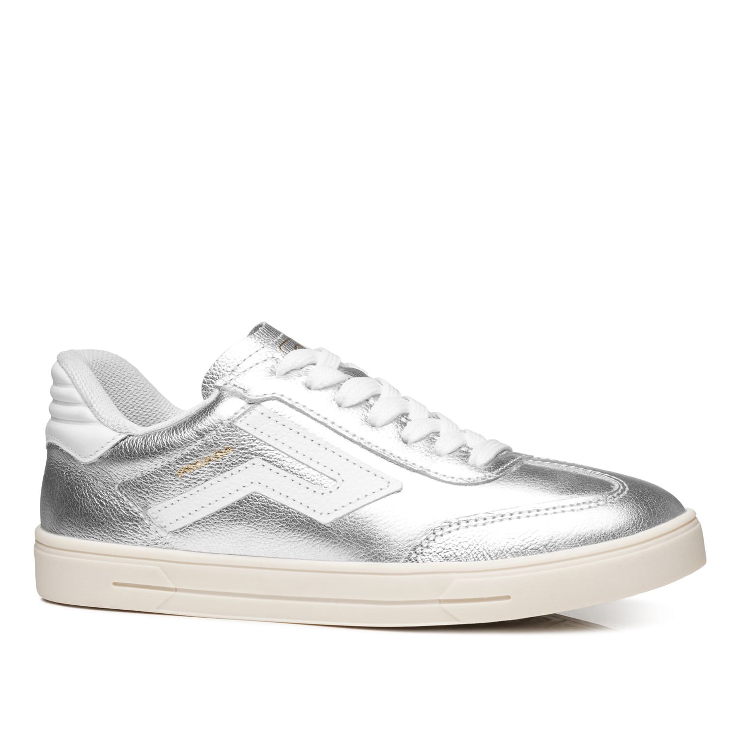 Tênis Pegada Feminino em Couro Prata 211154-09