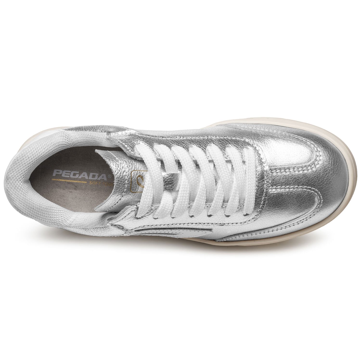 Tênis Pegada Feminino em Couro Prata 211154-09 Prata 6
