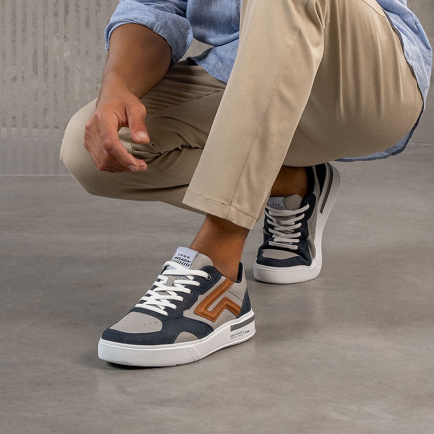 Tênis Casual Pegada Masculino em Couro Silver 111951-09 Silver 2