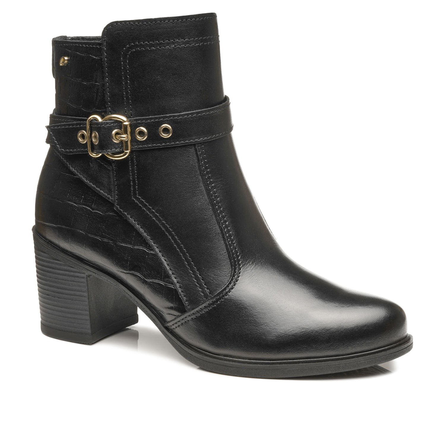 Bota Pegada Feminina em Couro Preto 280401-03