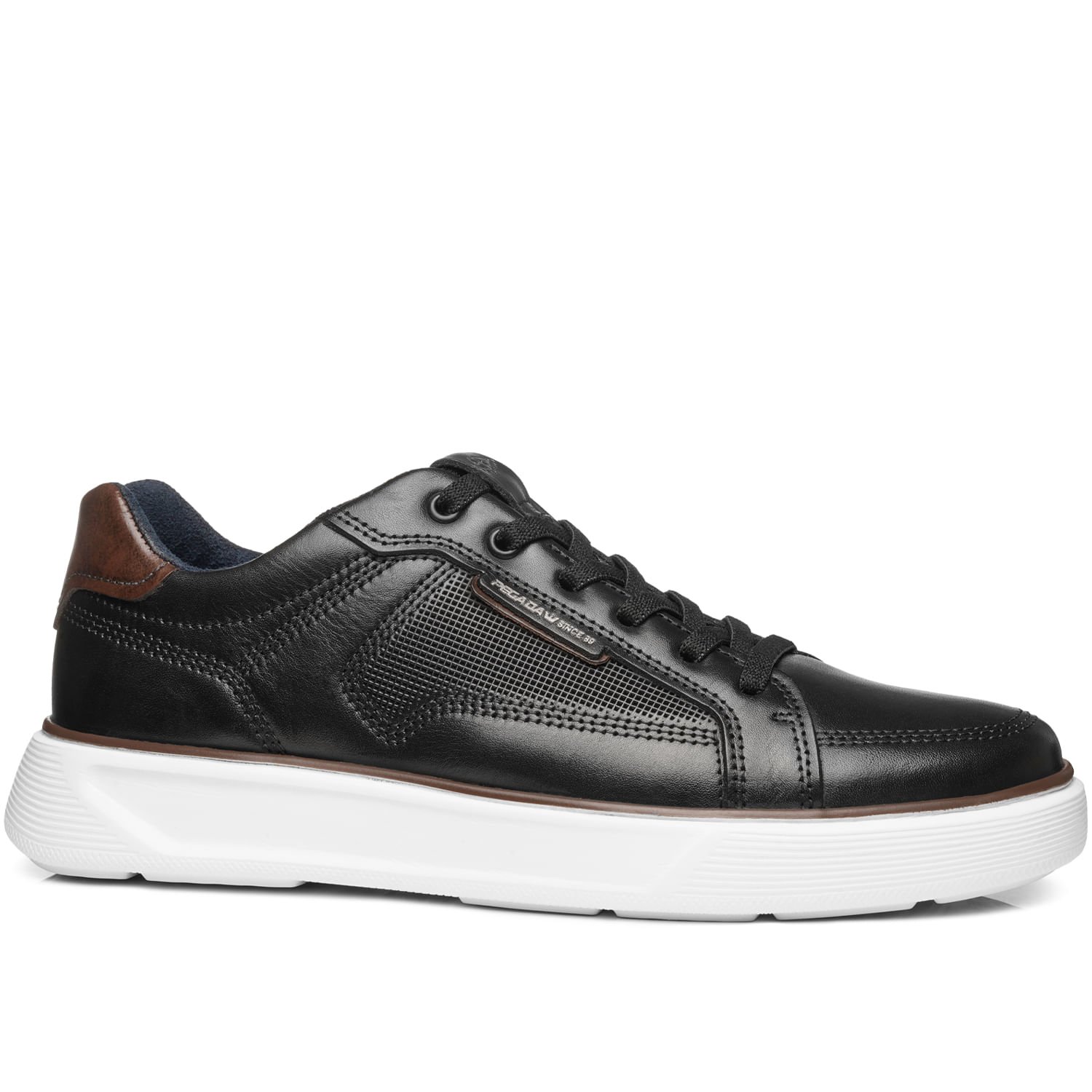 Tênis Casual Pegada Masculino em Couro Preto 110933-03