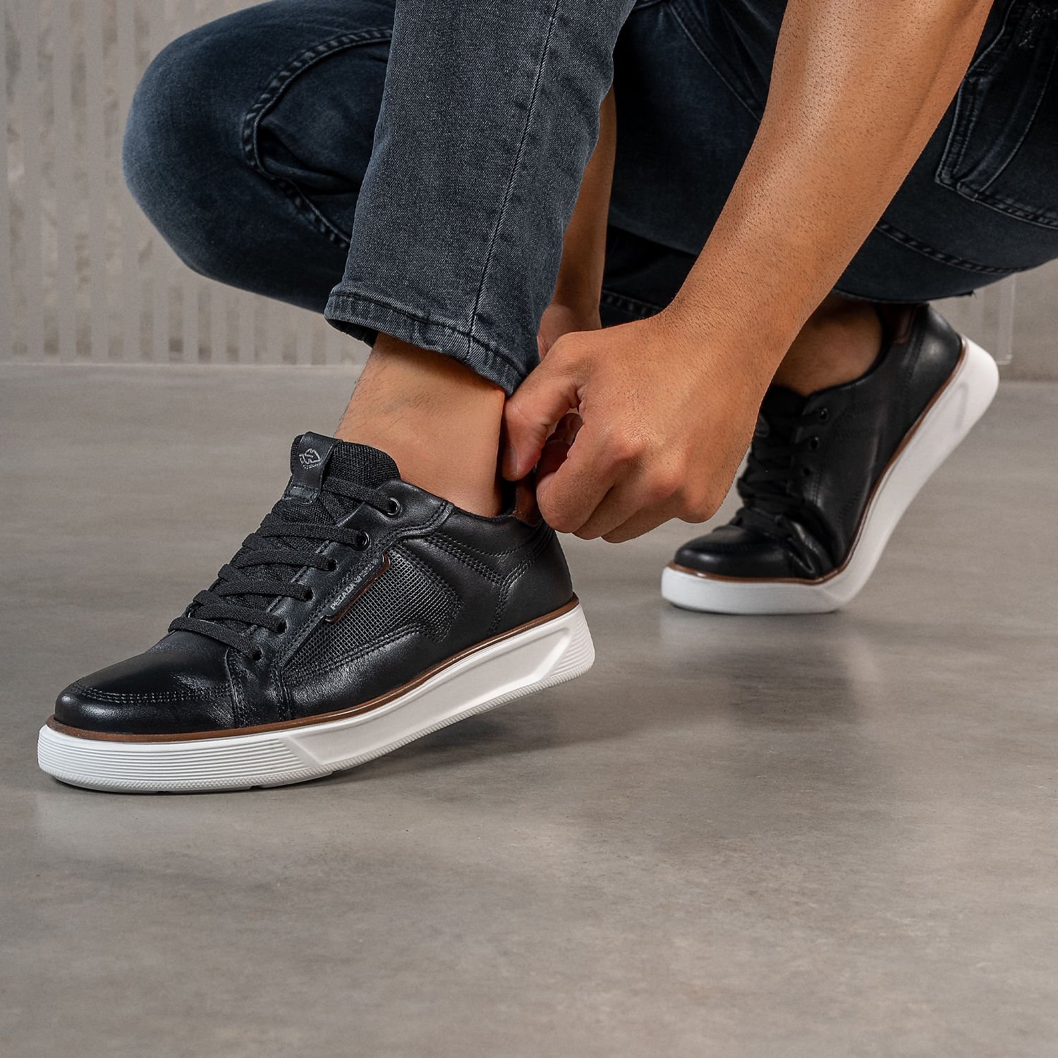 Tênis Casual Pegada Masculino em Couro Preto 110933-03 Preto 2