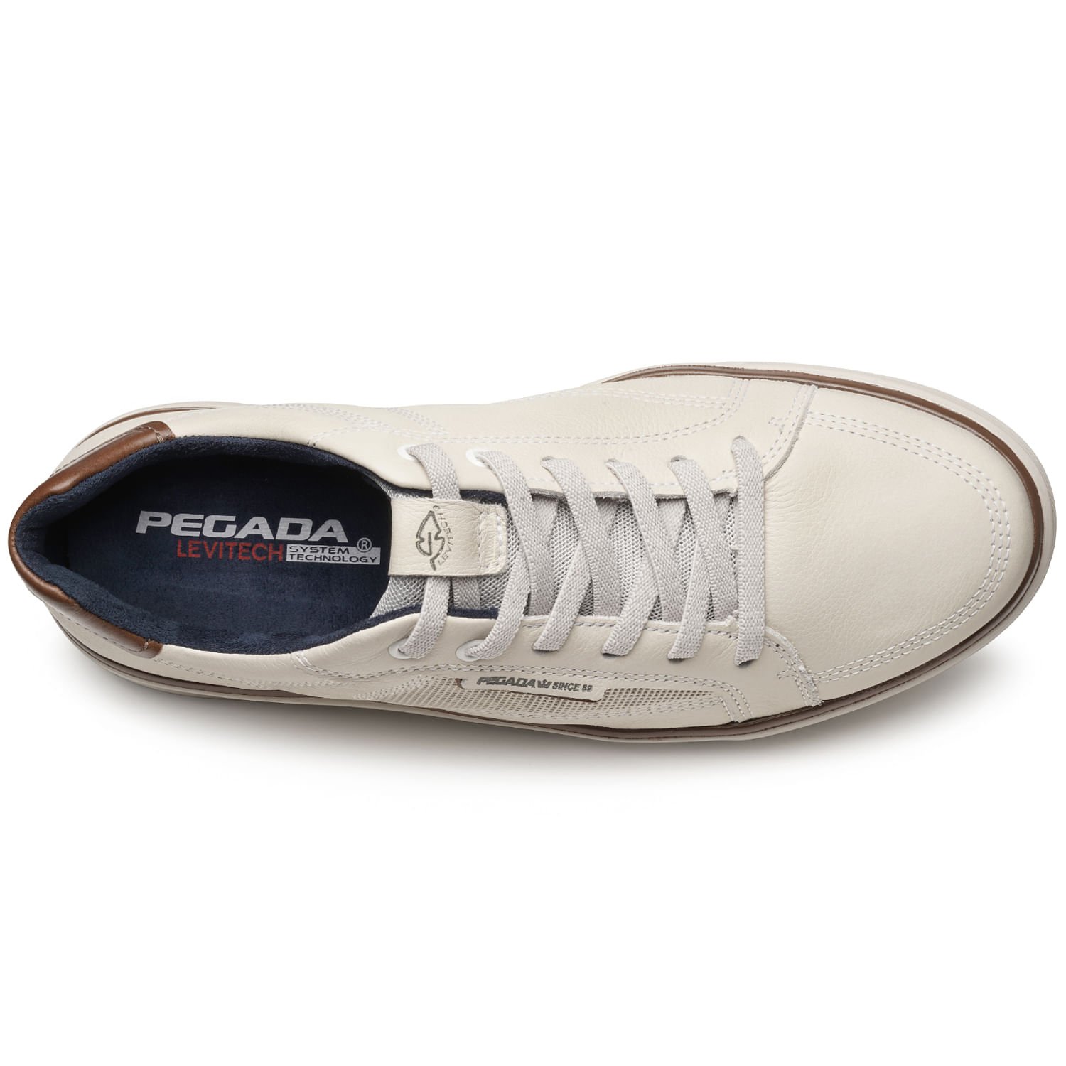 Tênis Casual Pegada Masculino em Couro Milk 110933-04 Branco 6